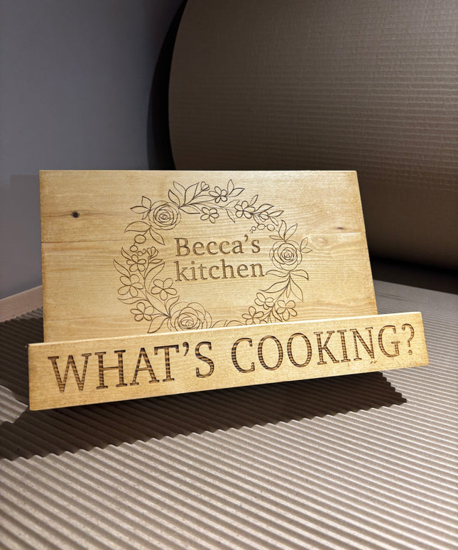 Engraved Wooden Cookbook Cook Book Stand The Rolling Cow