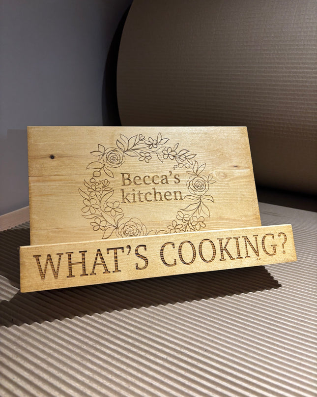 Engraved Wooden Cookbook Cook Book Stand The Rolling Cow