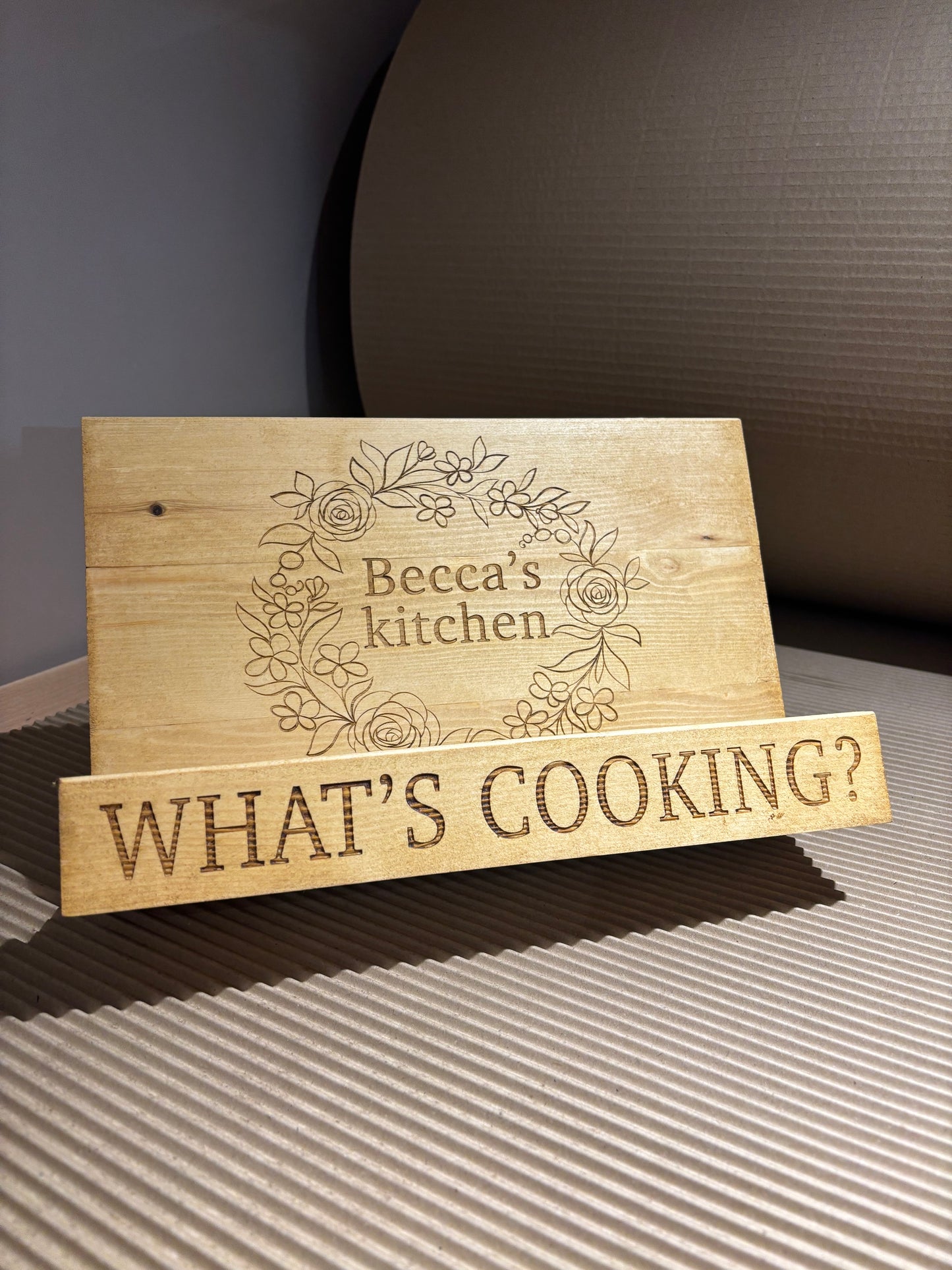 Engraved Wooden Cookbook Cook Book Stand The Rolling Cow