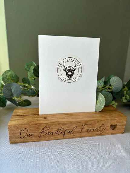 Engraved Oak Photo Block The Rolling Cow