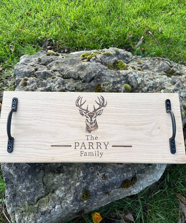 Personalised Oak Handle Serving Board The Rolling Cow