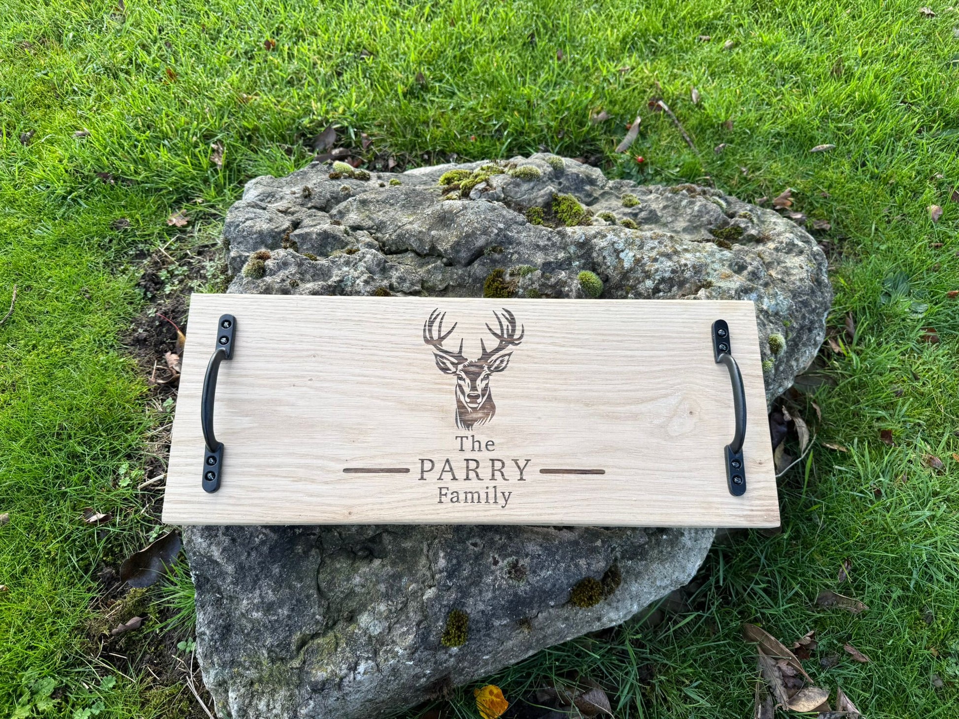 Personalised Oak Handle Serving Board The Rolling Cow