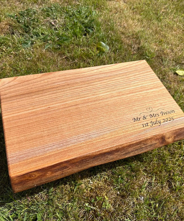 Engraved Solid Wood Live Edge Chopping Board The Rolling Cow