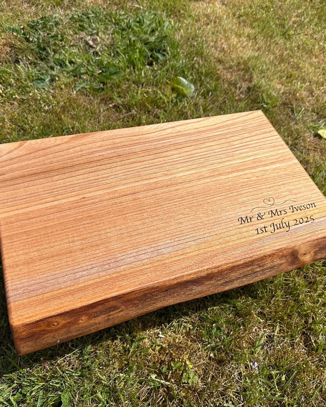 Engraved Solid Wood Live Edge Chopping Board The Rolling Cow