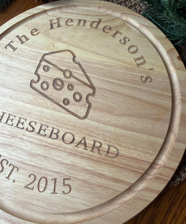 Personalised Round Christmas Cheeseboard
