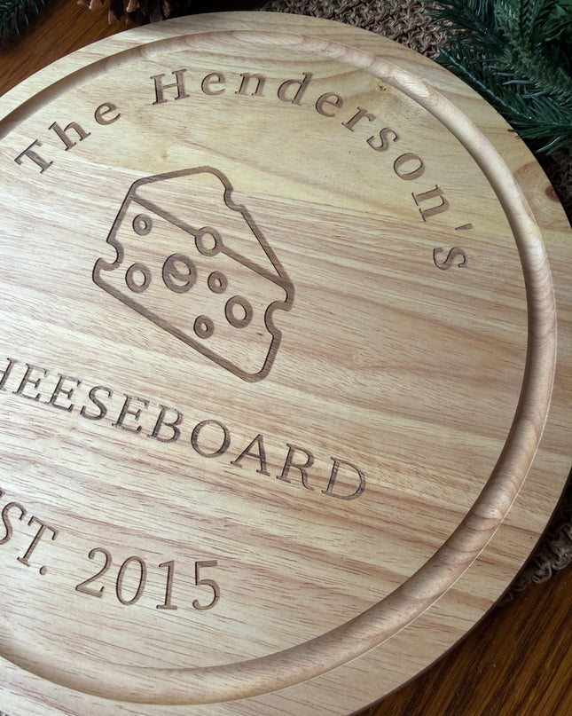 Personalised Round Christmas Cheeseboard