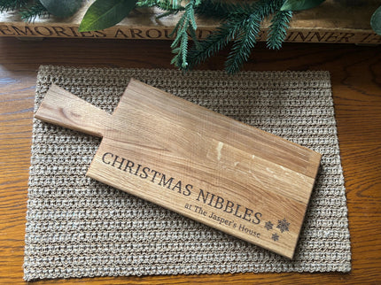 Personalised Block Oak Christmas Nibbles Paddle Board The Rolling Cow