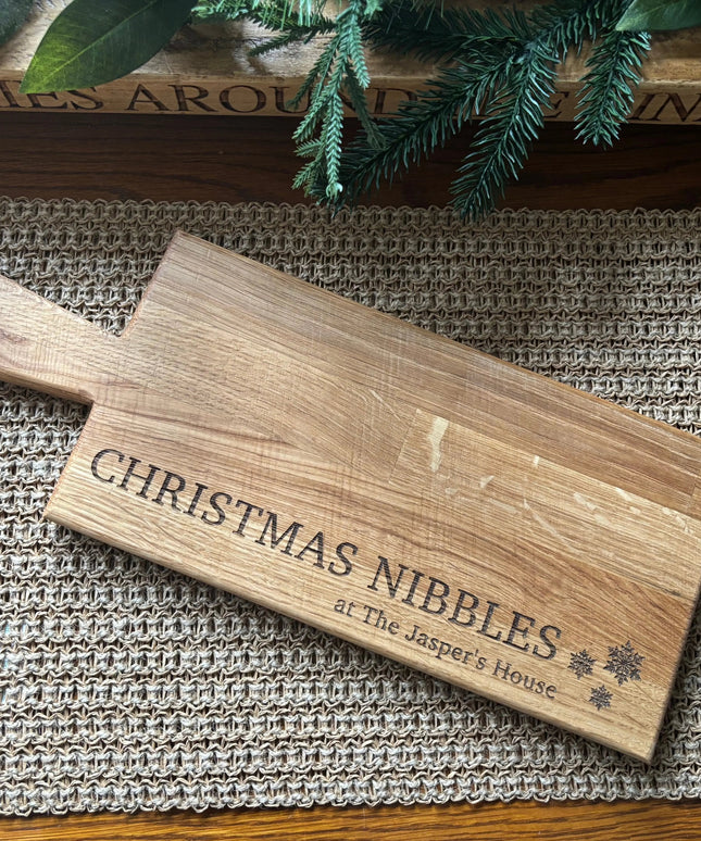 Personalised Block Oak Christmas Nibbles Paddle Board The Rolling Cow