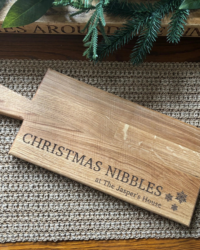 Personalised Block Oak Christmas Nibbles Paddle Board The Rolling Cow