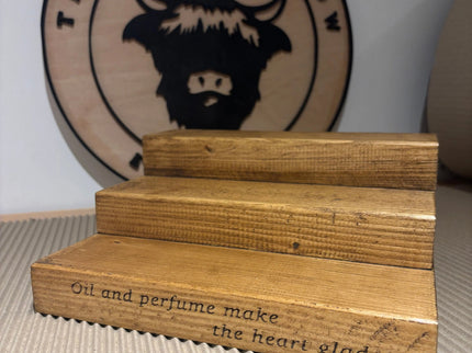 Engraved Perfume Shelf Stand The Rolling Cow