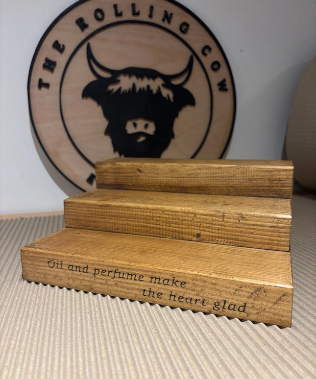 Engraved Perfume Shelf Stand The Rolling Cow