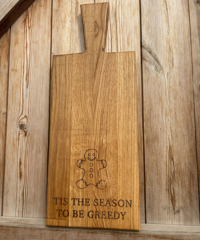 Personalised Block Oak Christmas ‘Tis The Season’ Paddle Board The Rolling Cow