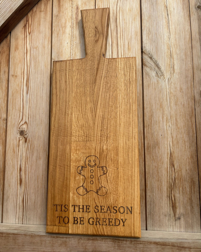 Personalised Block Oak Christmas ‘Tis The Season’ Paddle Board The Rolling Cow