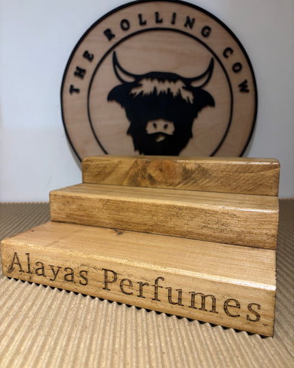 Engraved Perfume Shelf Stand The Rolling Cow