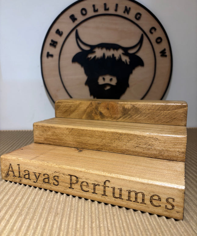 Engraved Perfume Shelf Stand The Rolling Cow