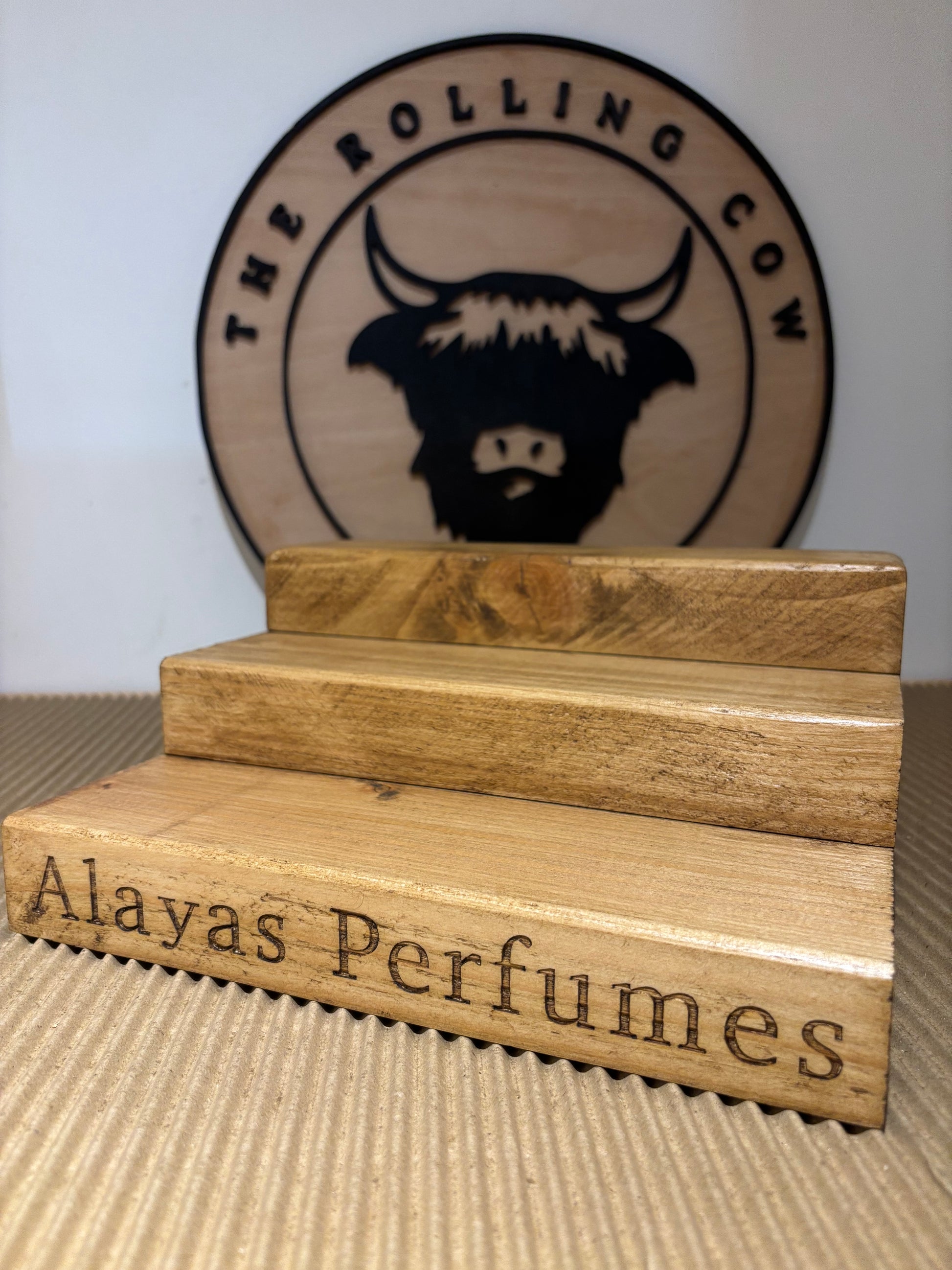 Engraved Perfume Shelf Stand The Rolling Cow