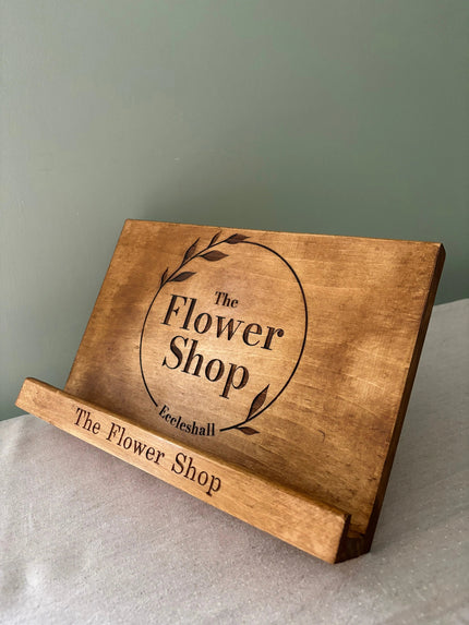 Engraved Wooden IPad Stand The Rolling Cow