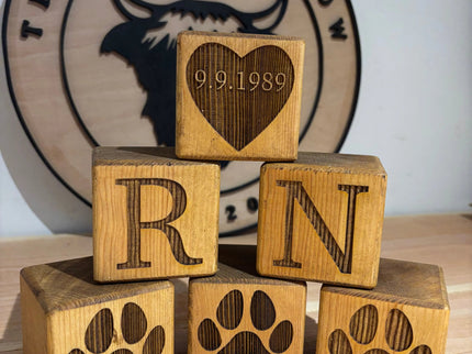 Engraved Wooden Stacking Block The Rolling Cow