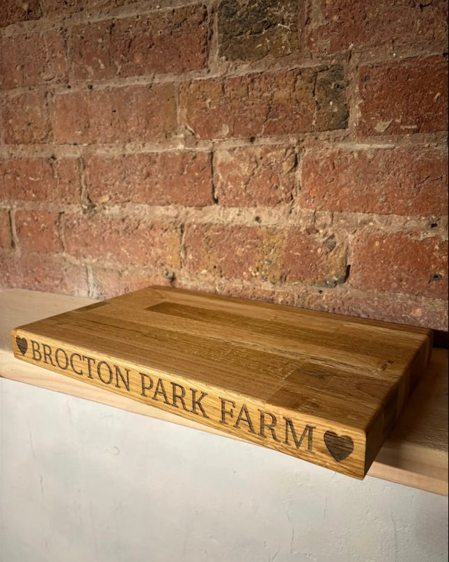 Engraved Oak Butchers Block Board The Rolling Cow