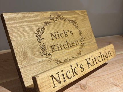 Engraved Wooden Cookbook Cook Book Stand The Rolling Cow