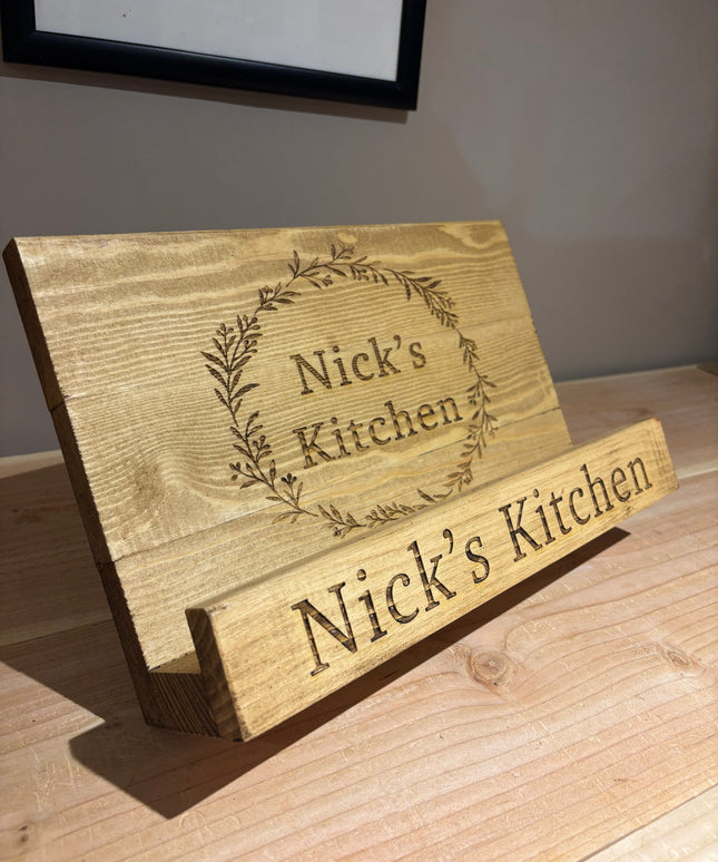 Engraved Wooden Cookbook Cook Book Stand The Rolling Cow