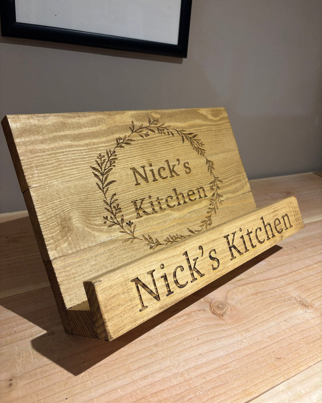 Engraved Wooden Cookbook Cook Book Stand The Rolling Cow