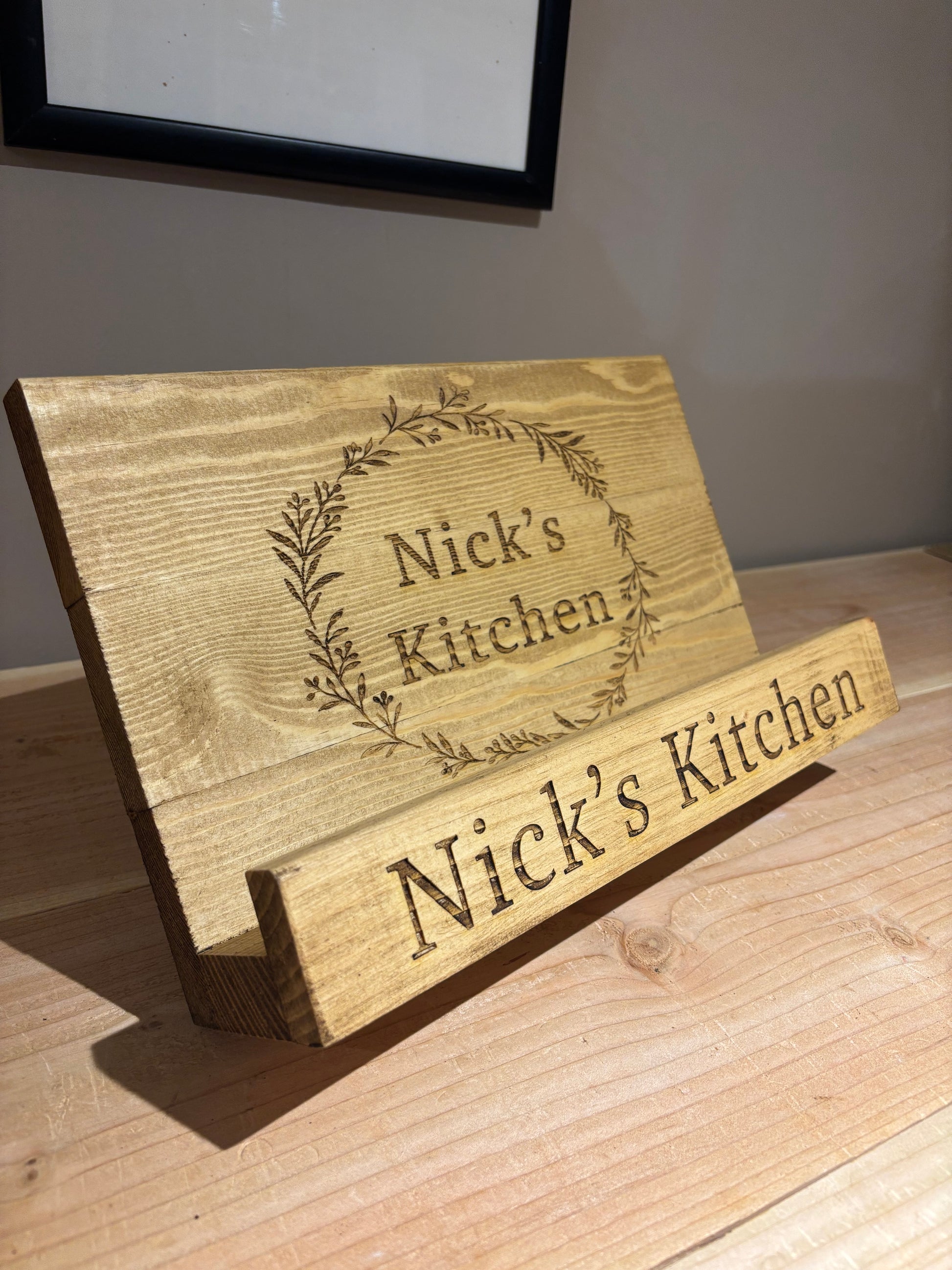 Engraved Wooden Cookbook Cook Book Stand The Rolling Cow