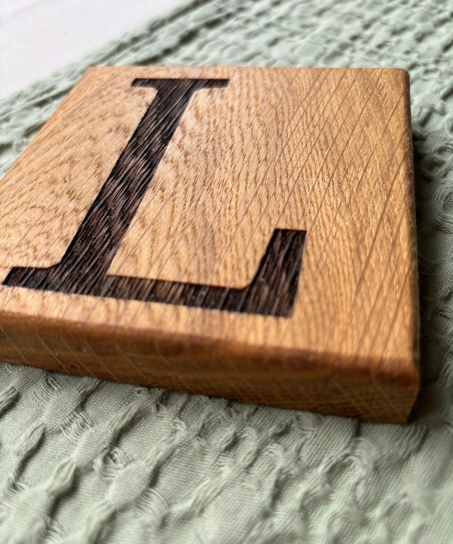 Oak Initial Coaster The Rolling Cow