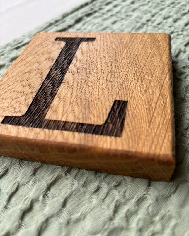 Oak Initial Coaster The Rolling Cow
