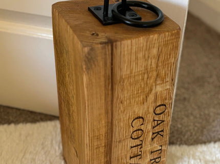 Engraved Oak Doorstop The Rolling Cow