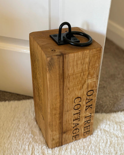 Engraved Oak Doorstop The Rolling Cow
