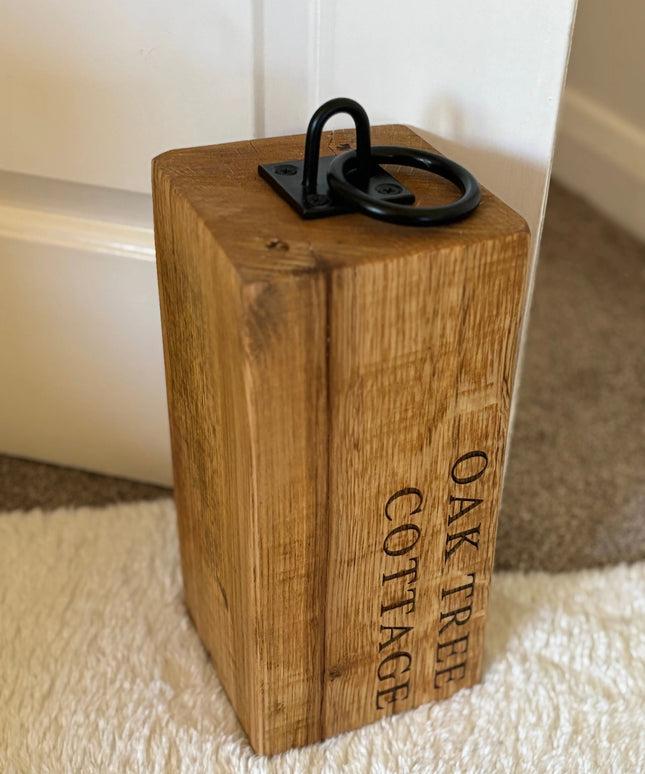Engraved Oak Doorstop The Rolling Cow