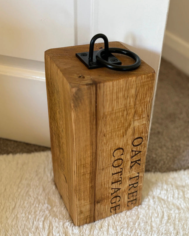 Engraved Oak Doorstop The Rolling Cow