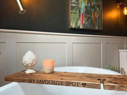Engraved Bath Board Caddy The Rolling Cow