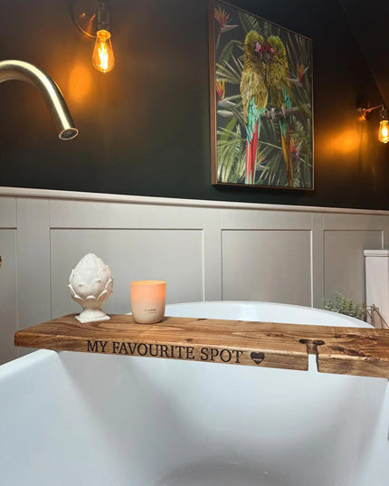 Engraved Bath Board Caddy The Rolling Cow