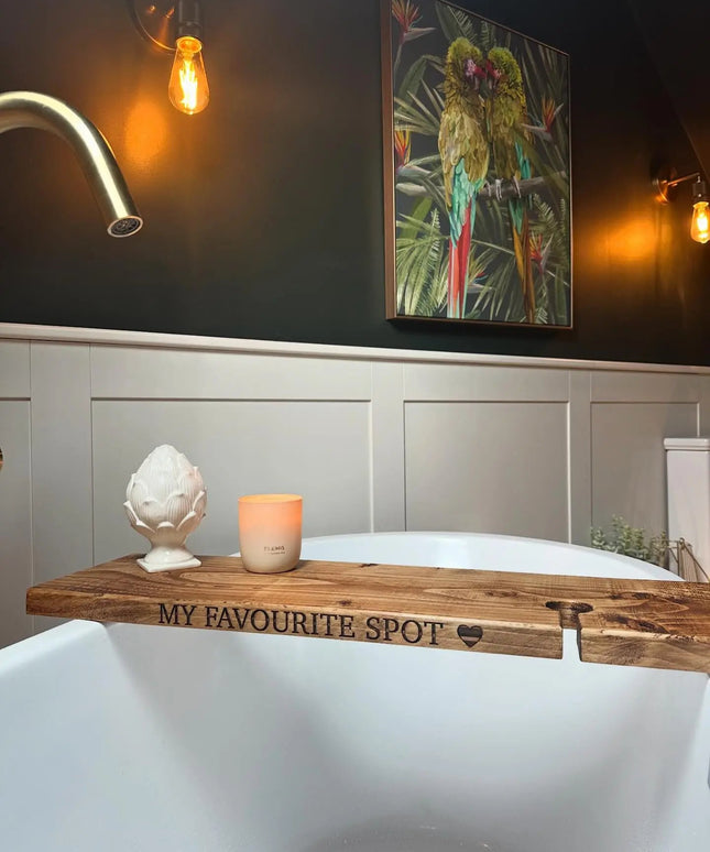 Engraved Bath Board Caddy The Rolling Cow