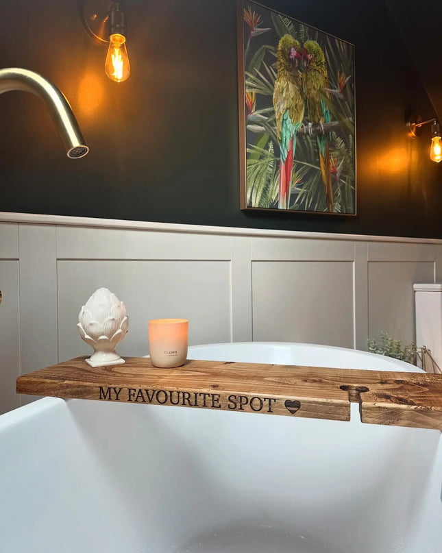 Engraved Bath Board Caddy The Rolling Cow