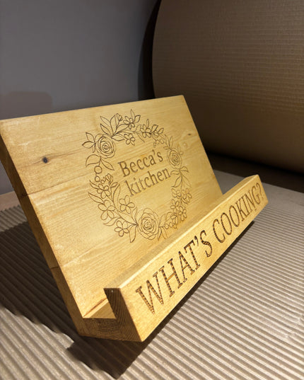 Engraved Wooden Cookbook Cook Book Stand The Rolling Cow