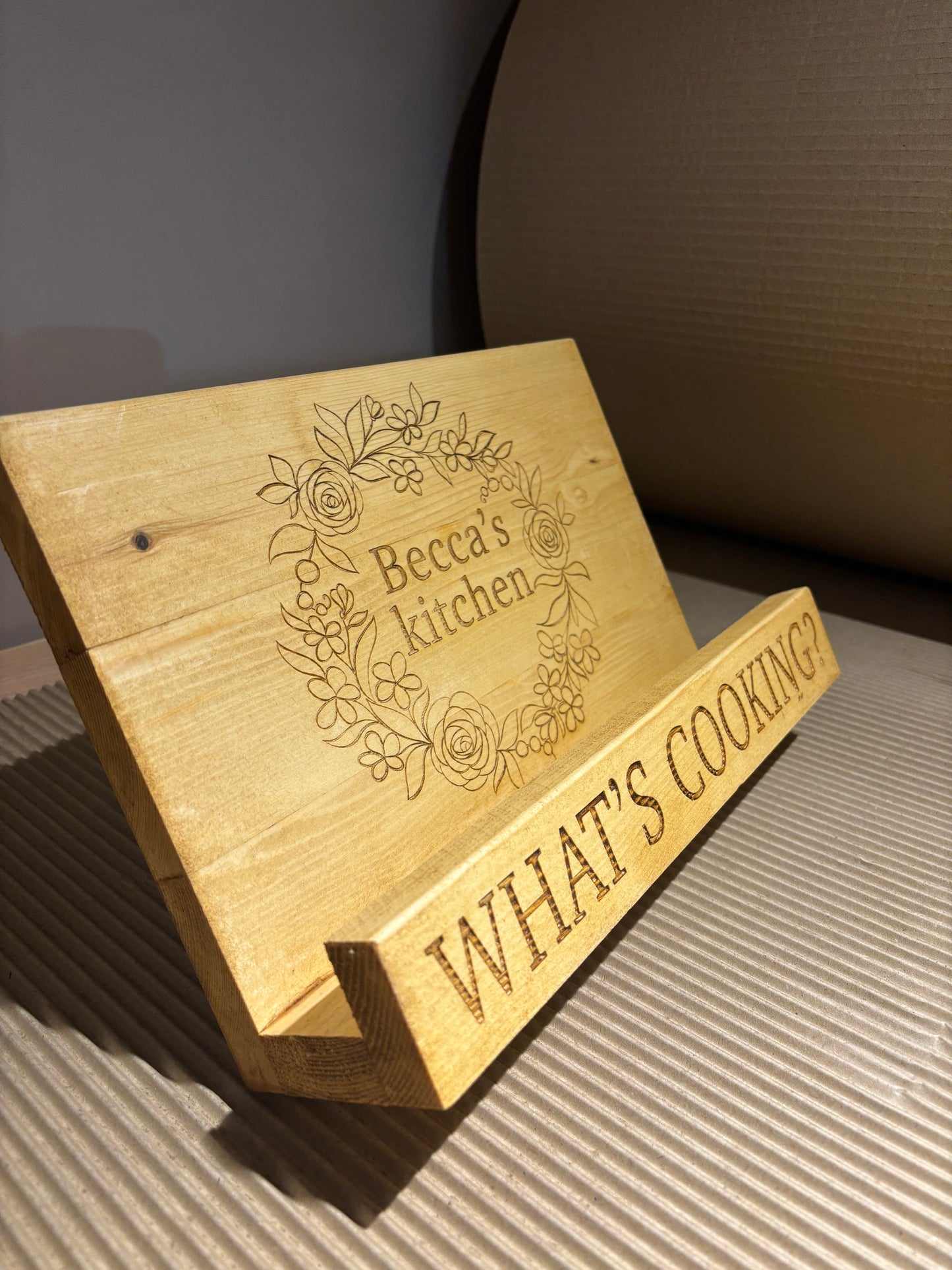 Engraved Wooden Cookbook Cook Book Stand The Rolling Cow