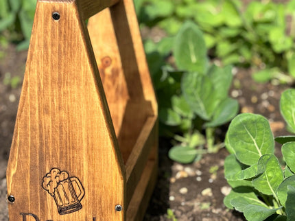 Engraved Wooden Drinks Caddy The Rolling Cow