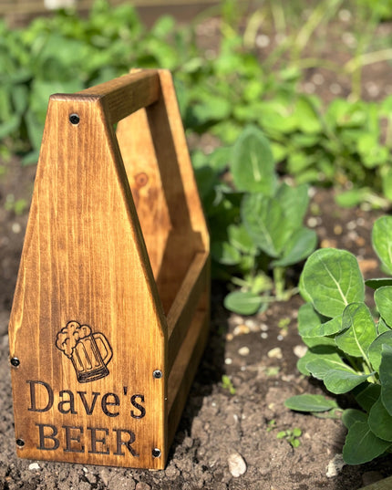 Engraved Wooden Drinks Caddy The Rolling Cow