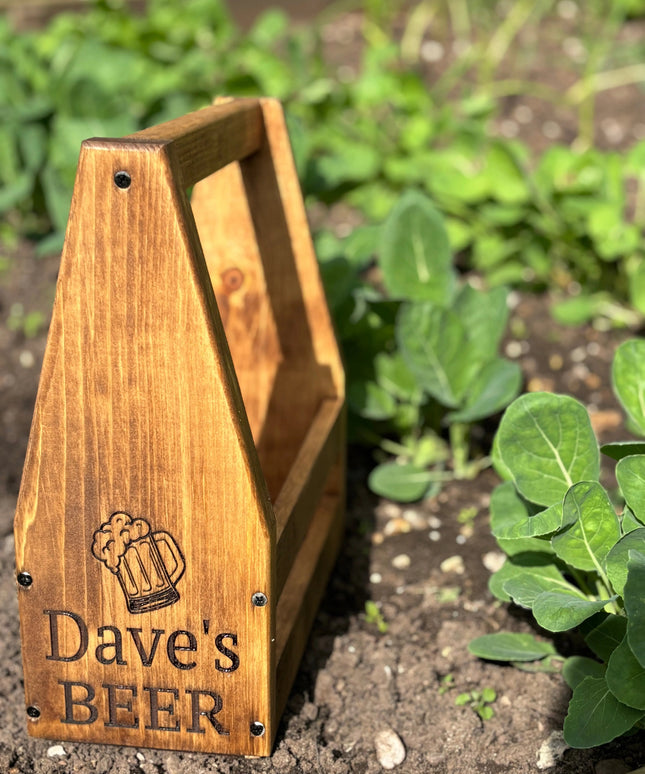 Engraved Wooden Drinks Caddy The Rolling Cow