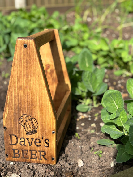 Engraved Wooden Drinks Caddy The Rolling Cow