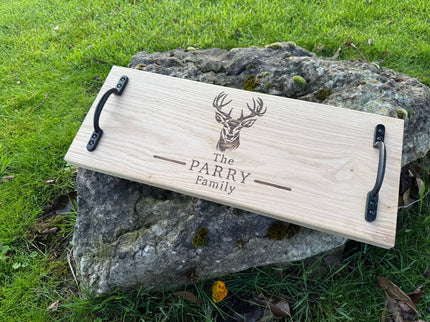 Personalised Oak Handle Serving Board The Rolling Cow