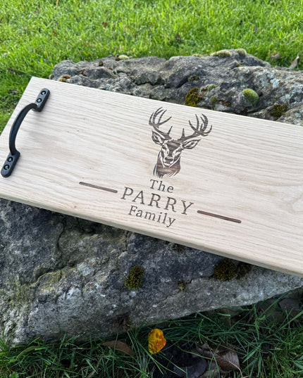 Personalised Oak Handle Serving Board The Rolling Cow
