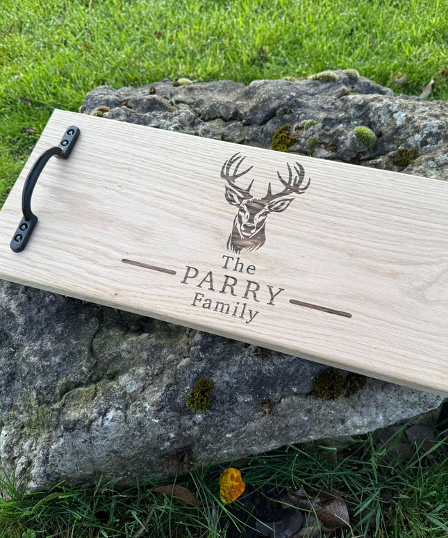 Personalised Oak Handle Serving Board The Rolling Cow