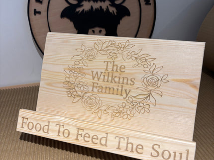 Engraved Wooden Cookbook Cook Book Stand The Rolling Cow