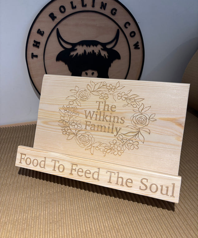 Engraved Wooden Cookbook Cook Book Stand The Rolling Cow