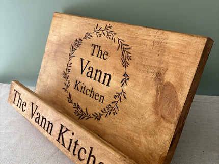 Engraved Wooden Cookbook Stand The Rolling Cow