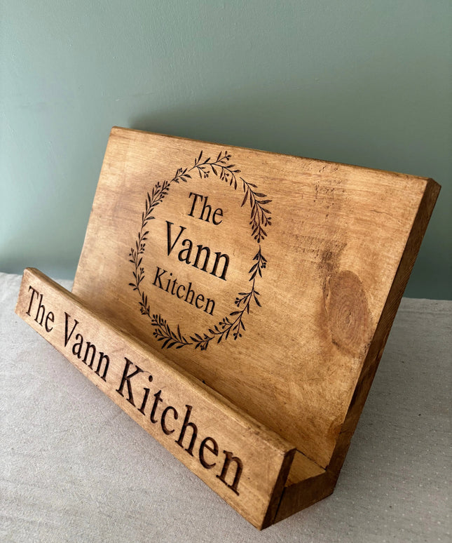 Engraved Wooden Cookbook Stand The Rolling Cow